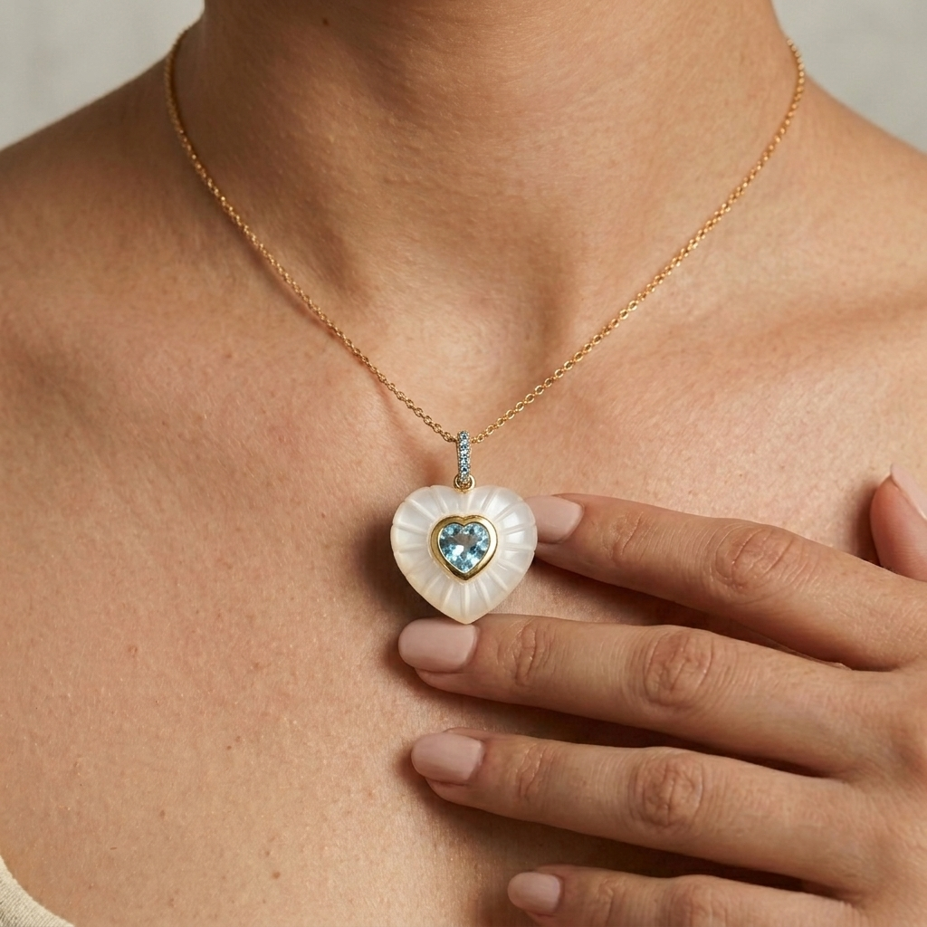White Onyx Aurelia Heart Pendant