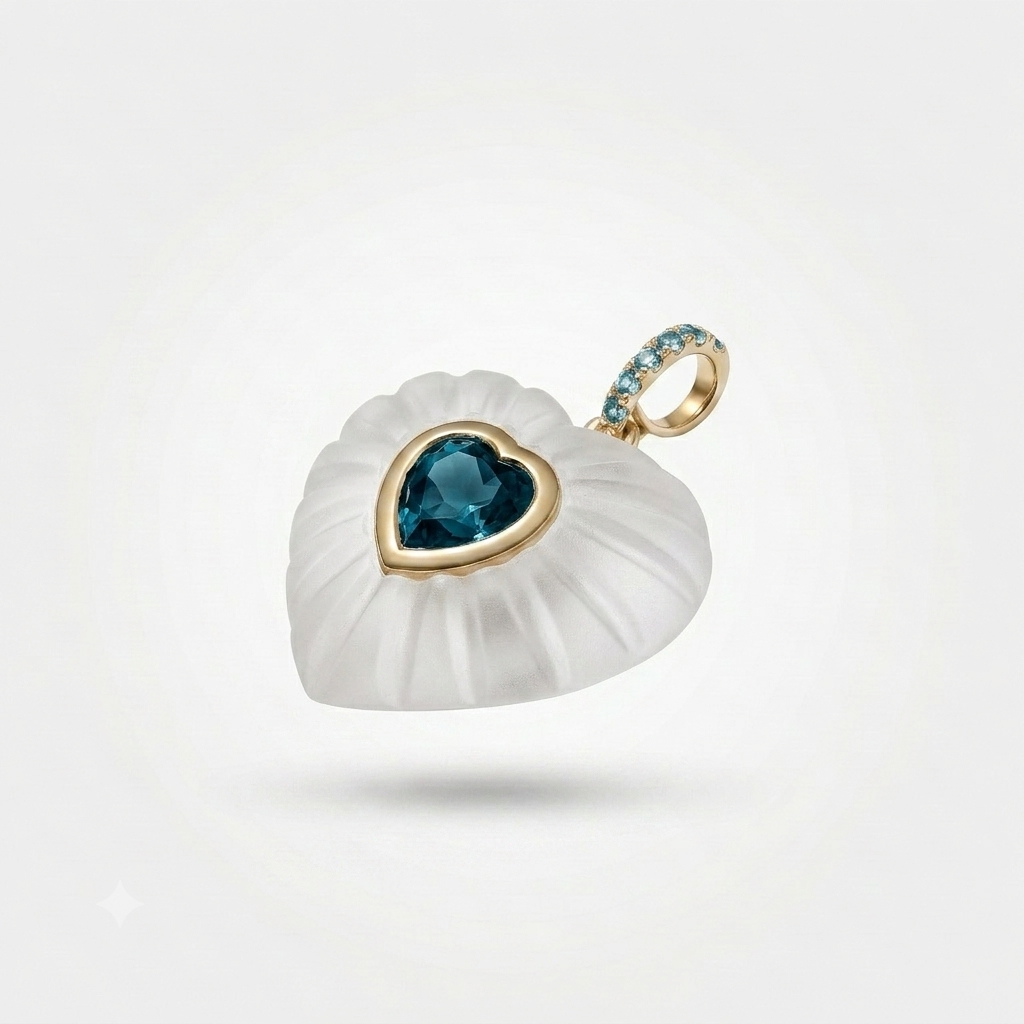 Rock Crystal Aurelia Heart Pendant