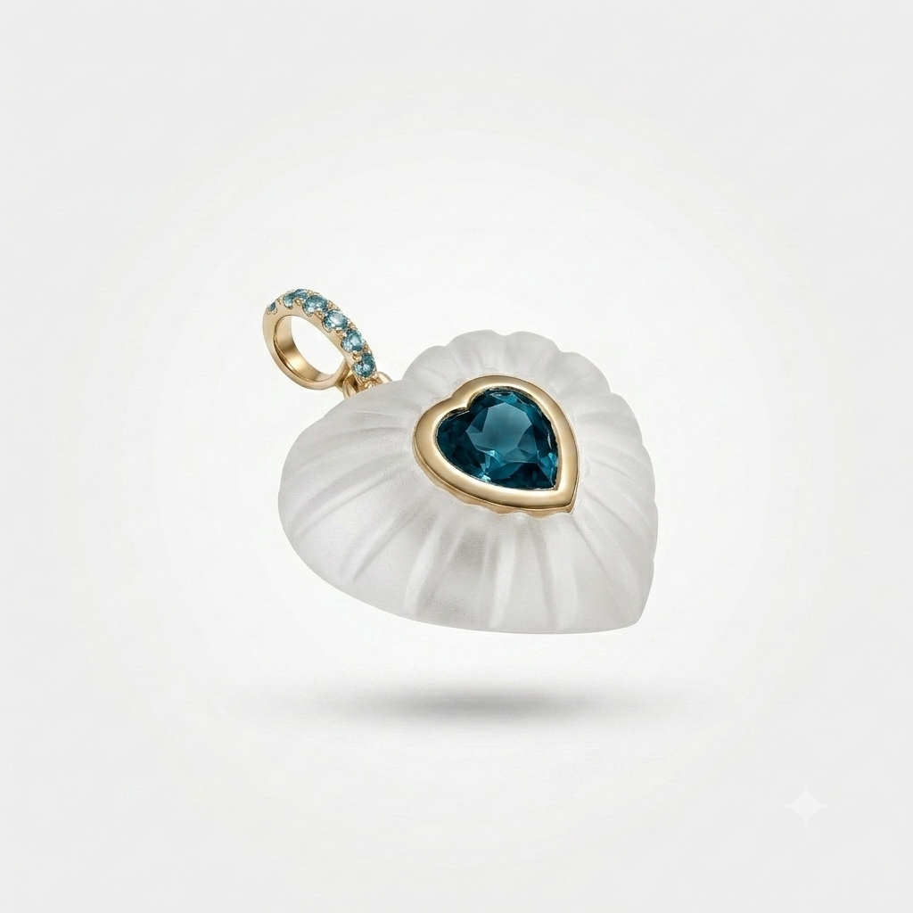 Rock Crystal Aurelia Heart Pendant