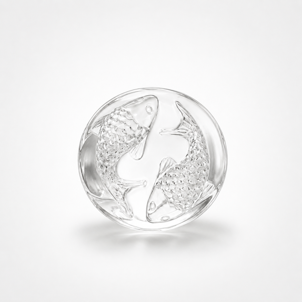 Rock Crystal Koi Fish Ring – Carved Clear Quartz Double Koi Yin-Yang Statement Ring
