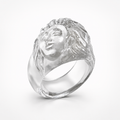 Rock Crystal Lady Face Ring – Carved Clear Quartz Statement Ring
