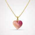 Pink Tourmaline Heart Pendant on Gold Chain – Bi-Color Blush Peach Magenta Gemstone Love Necklace
